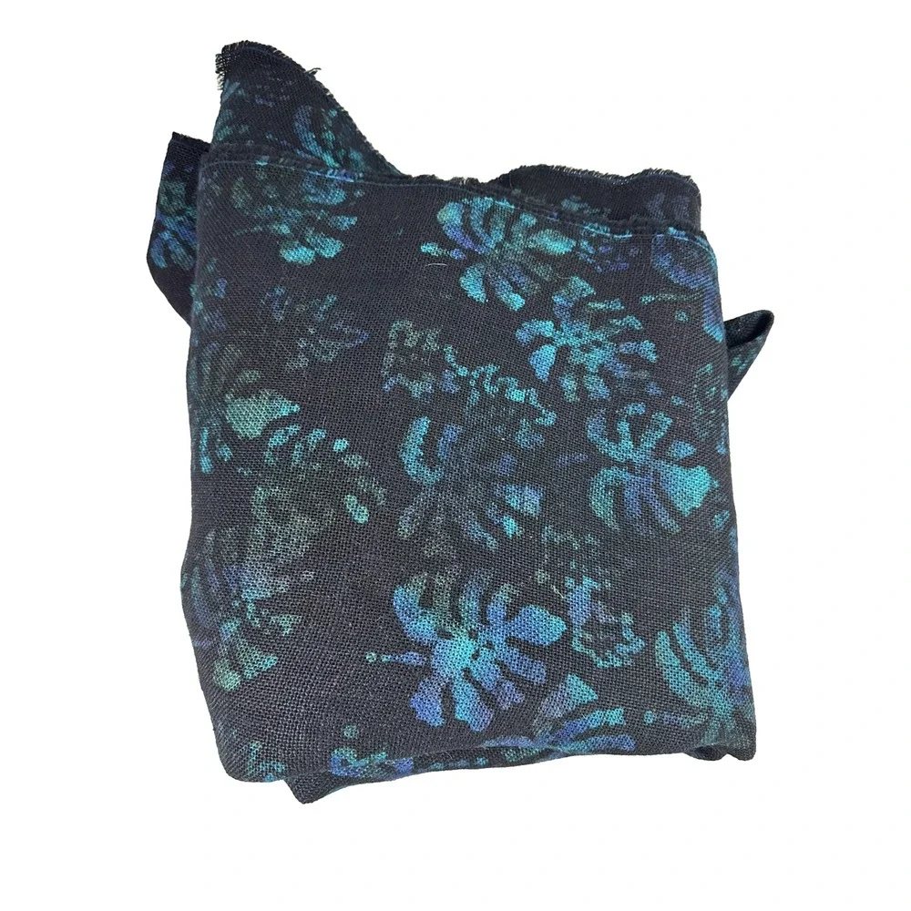 Deep Navy Turquoise Blue Palm Leaf Tropical 13'X4' (4.3ydsX48